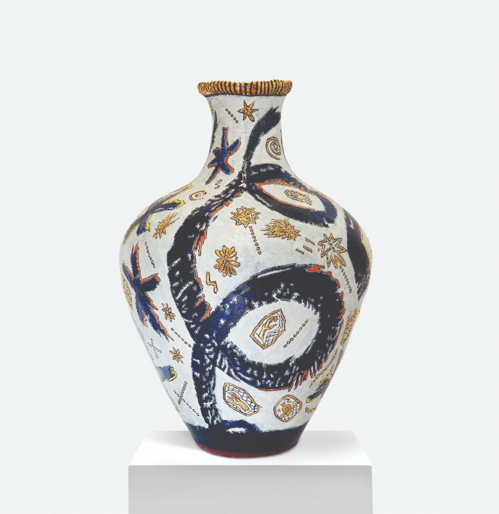 “Get Free Delivery” — painted earthenware vessel